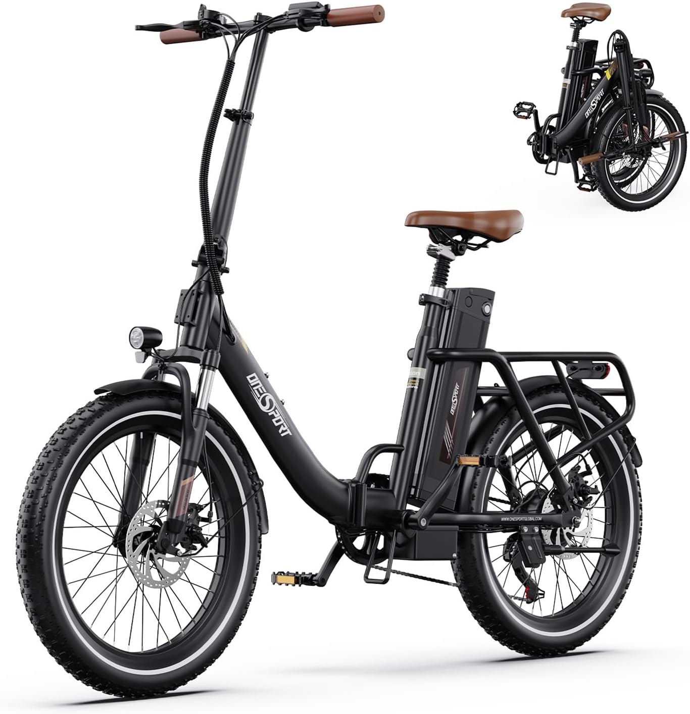 OT16-2 Vélo Électrique Pliant, 20 Pouces Ebike avec Batterie Amovible 48V 17Ah & Moteur 250W, 3 Modes de Conduite, Écran LCD Intelligent et Connexion Bluetooth, Urban Velo Pliant Adulte Schwarzbraun