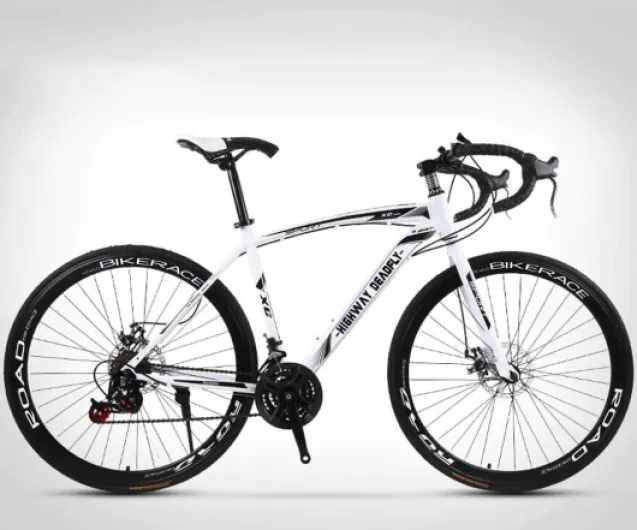 Vélo de Route 26 Pouces, Vélos 24 Vitesses, Freins À Double Disque, Cadre en Acier À Haute Teneur en Carbone, Course de Vélo de Route, Hommes Et Femmes Adultes Uniquement, Blanc/Blanc