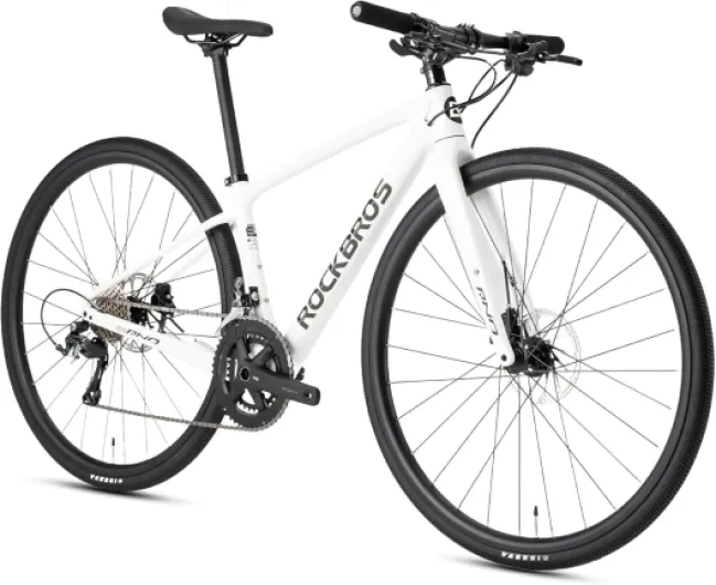 RND CB1 Vélo de Route Trekking Carbone 20 Vitesses, Cadre et Fourche Carbone, Pneus Tout-Terrain 700C, Freins à Disque Hydrauliques pour Homme et Femme Blanc M:700C*520