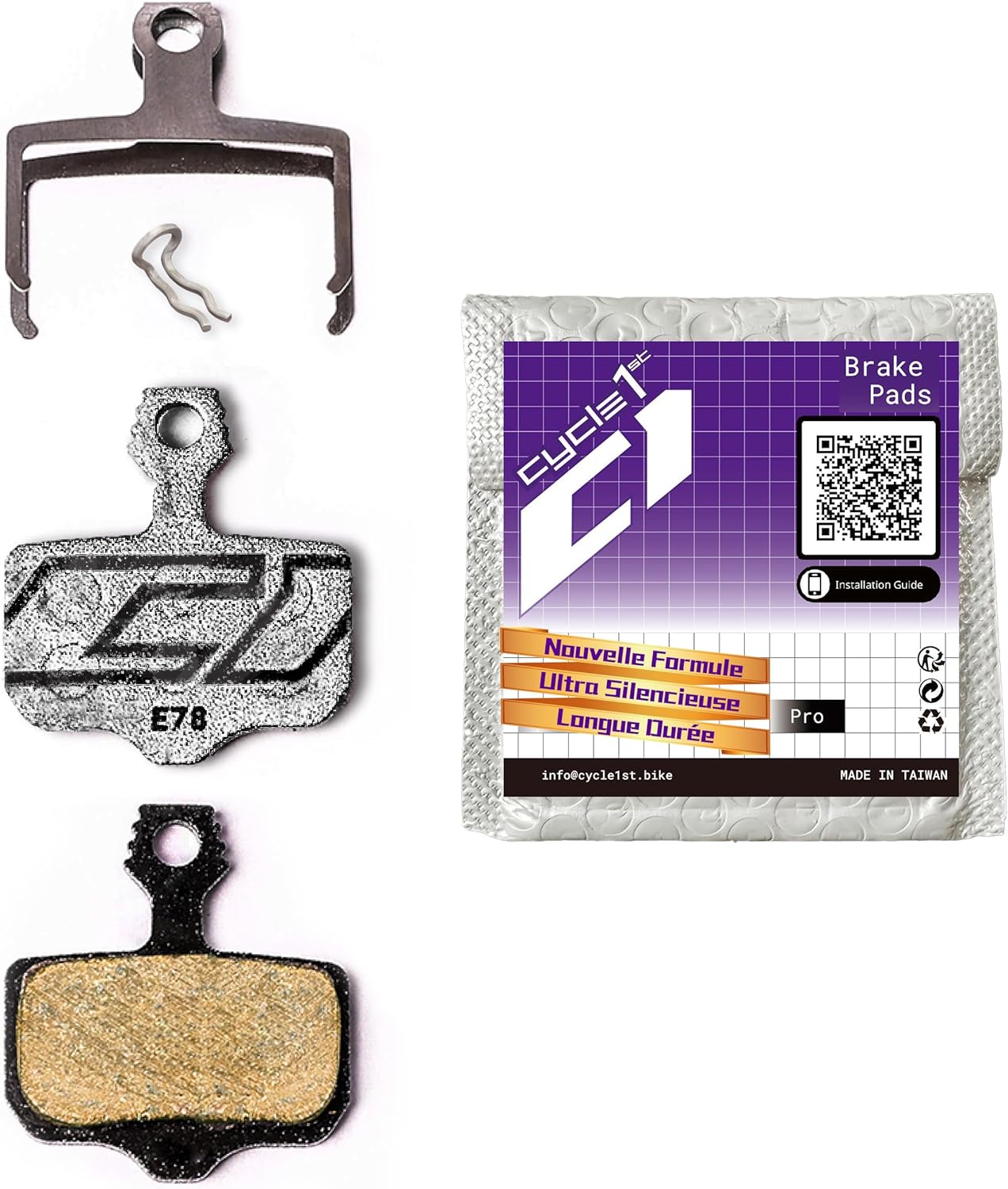 Plaquettes de Frein à Disque vélo Cycle1st compatibles avec Les étriers SRAM à 2 Pistons: Level, eTap AXS Red/Force/Rival, AVID Elixir – Route/Gravel/MTB: Série 78 Semi-métallique/Céramique/Aluminium Céramique: Argent- 1 paire