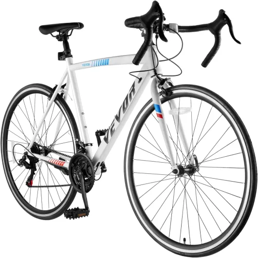 Vélo de Route, Roues 700C, vélo de Course, vélo de Route, vélo Urbain pour Adulte avec Barre de Chute, pour Homme et Femme Blanc 700x28C