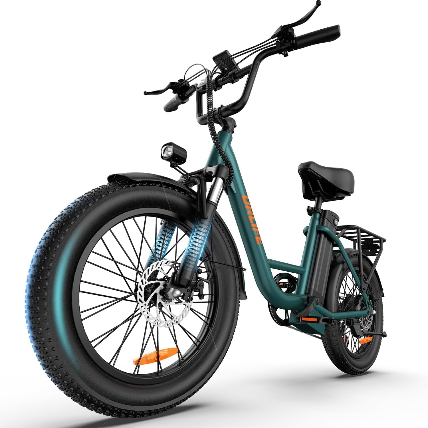 URLIFE Vélo Électrique, 20 * 3" Gros Pneus Bike Electrique pour Adulte, VTT électrique 250W, Batterie Amovible 48V 13AH, Vélo électrique 7 Vitesses, E-Bike Autonomie 100 KM Vert