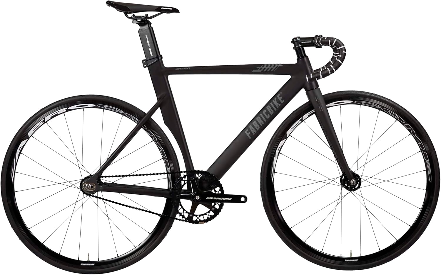 Aero - Vélo Fixie, Fixed Gear, Single Speed, Cadre Aluminium et Fourche Carbone, Roues 28", 3 Tailles, 5 Couleurs, 7,95 kg (Taille M) Matte Black & Graphito M-54cm