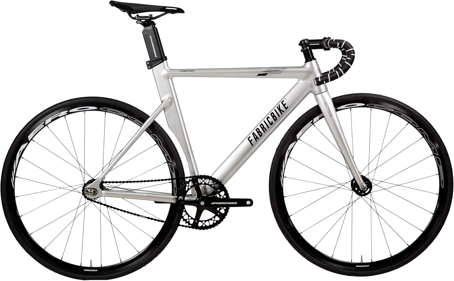 Aero - Vélo Fixie, Fixed Gear, Single Speed, Cadre Aluminium et Fourche Carbone, Roues 28", 3 Tailles, 5 Couleurs, 7,95 kg (Taille M) Grey & Black L-58cm