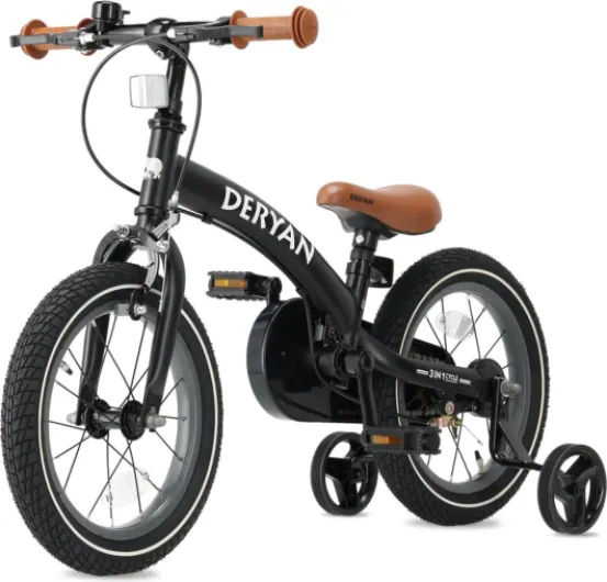 Vélo de Luxe pour Enfant 14" - 3en1 - Vélo avec Selle réglable et Guidon - Vélo Enfant pour garçons et Filles - vélo d'équilibre - Noir