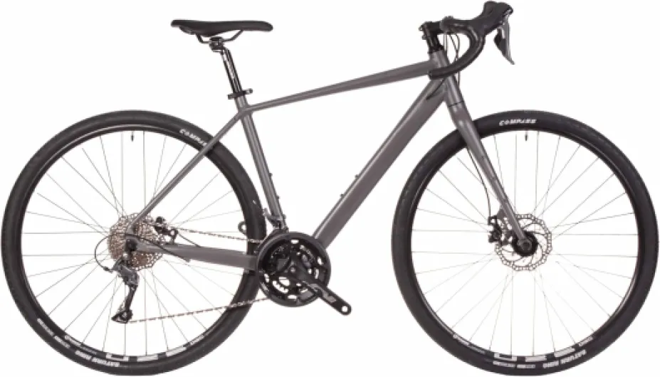Vélo Gravel en aluminium de route avec Shimano Claris 2 x 8 vitesses 700 x 40c Couleur Gris (XL 580)