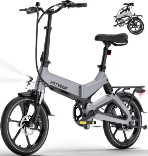 Vélo Électrique E Bike, 16 Pouces Vélo Pliable avec Batterie 36V/7,8Ah, Moteur 250W, Maximale 25km/h, Autonomie 35-70km, Vélo Électrique Pliable Urbain pour Adultes Gris