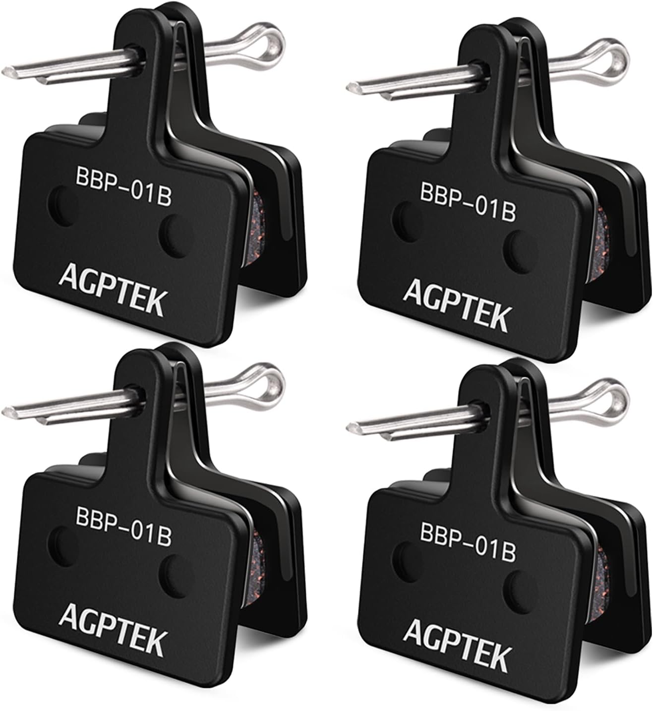 AGPTEK Bike Brake Pads, High-Performance Brake Pads, Disc Brake Pads & Spring (Semi-Metallic&Resin) for Mountain Bike Disc Brakes,Bike Pads Compatible with TRP Tektro Shimano Deore Br 4 Pairs-Black