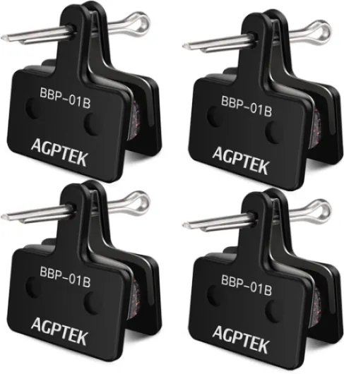AGPTEK Bike Brake Pads, High-Performance Brake Pads, Disc Brake Pads & Spring (Semi-Metallic&Resin) for Mountain Bike Disc Brakes,Bike Pads Compatible with TRP Tektro Shimano Deore Br 4 Pairs-Black