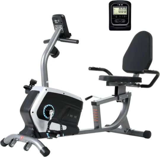 Vélo d'Appartement Semi-Allongé Magnétique, Vélo Couché 8 Niveaux Résistance, Velo Semi Allongé Roue Transport, Impulsion&Ecran LCD, Velo d appartement Semi Allongé Siège Réglable Ergonomique