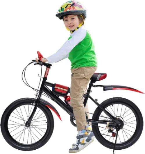 VTT 20 ", avec cadre en acier au carbone, pour enfant à partir de 6 ans, avec dérailleur 7 vitesses et double frein en V, capacité de charge de 85 kg, pneus toutes saisons pour garçons et