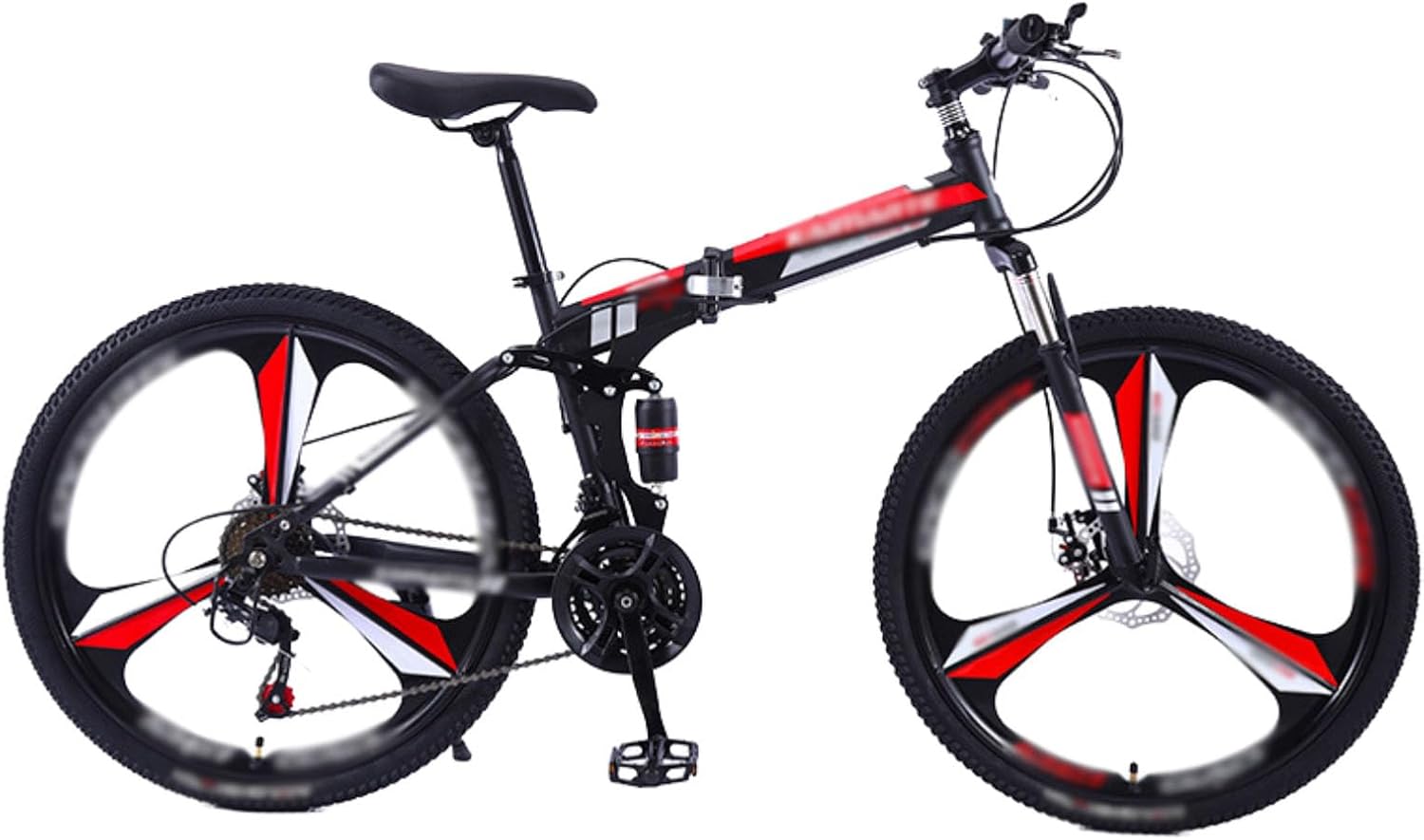 Vélo De Montagne Pliable 24"/26" À Double Suspension, 21 Vitesses, Cadre en Acier À Haute Teneur en Carbone, pour Adultes, Hommes, Femmes Et Adolescents B 24 inch