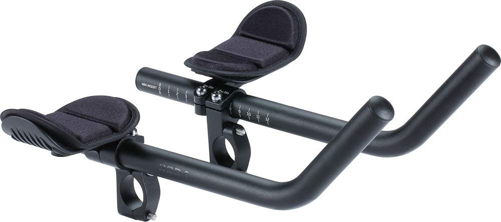 BBB Cycling AeroMax Barres Triathlon en Aluminium - Aerobar en J pour Vélos de Route - Coussins de Bras en PU Multi-réglables - Compatible avec Guidons de 25,4/31,8 mm - BHB-60 Simple