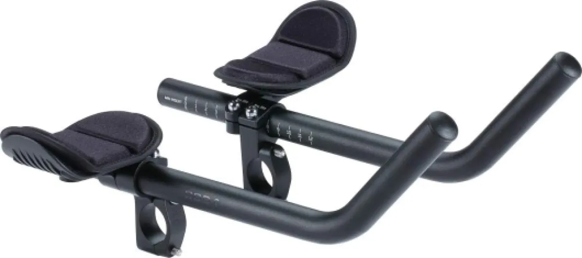 BBB Cycling AeroMax Barres Triathlon en Aluminium - Aerobar en J pour Vélos de Route - Coussins de Bras en PU Multi-réglables - Compatible avec Guidons de 25,4/31,8 mm - BHB-60 Simple