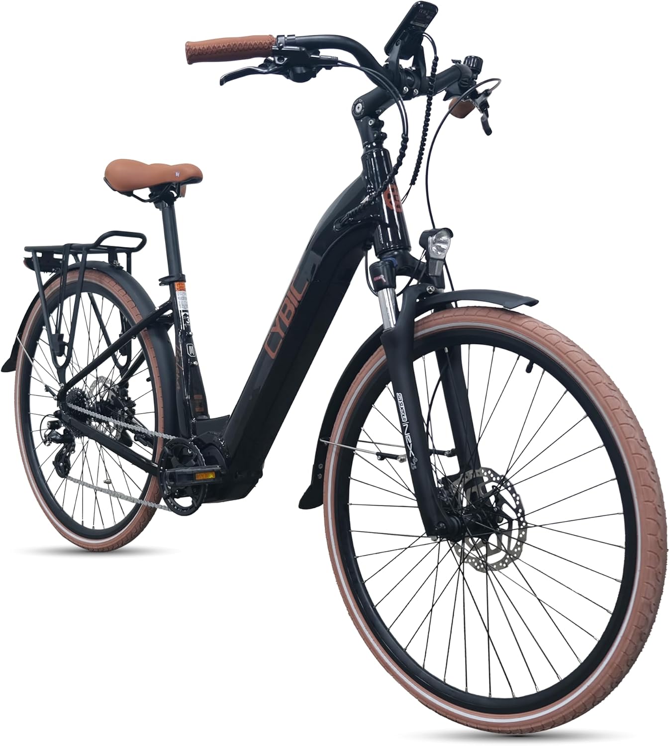 CYBIC Vélo Électrique 28" pour Femmes et Hommes, Style Rétro Commuting, Autonomie 60–80 km, Moteur Central 250W, 8 Vitesses, Batterie 504Wh, Freins Hydrauliques – VAE Urbain Noir 390