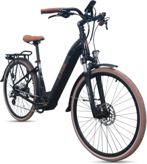 CYBIC Vélo Électrique 28" pour Femmes et Hommes, Style Rétro Commuting, Autonomie 60–80 km, Moteur Central 250W, 8 Vitesses, Batterie 504Wh, Freins Hydrauliques – VAE Urbain Noir 390