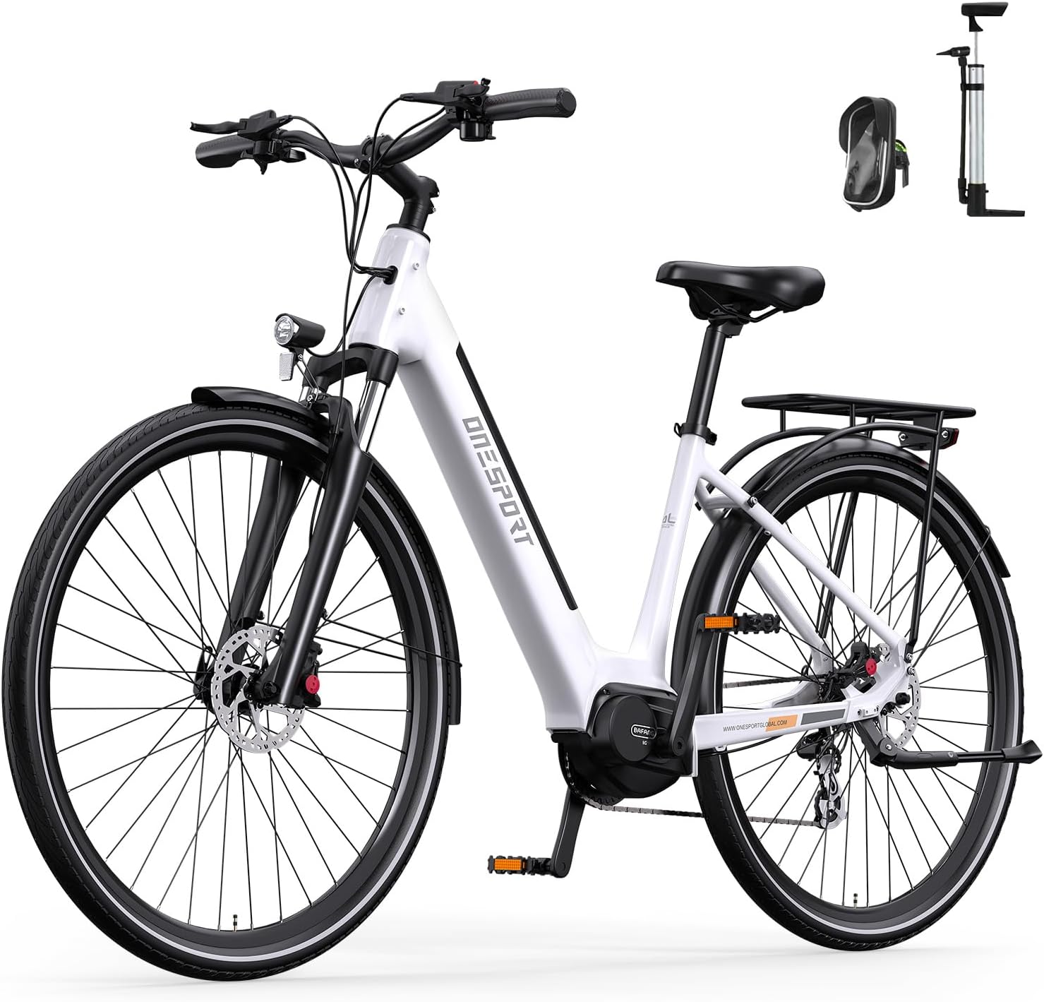 OT07 Vélo Électrique pour Adultes, Batterie 36V et Autonomie de 70KM en Mode Pas pour Hommes et Femmes, Freins Hydrauliques 27,5 Pouces & Capteur de Couple 65Nm Vélo Électrique Ville Blanc