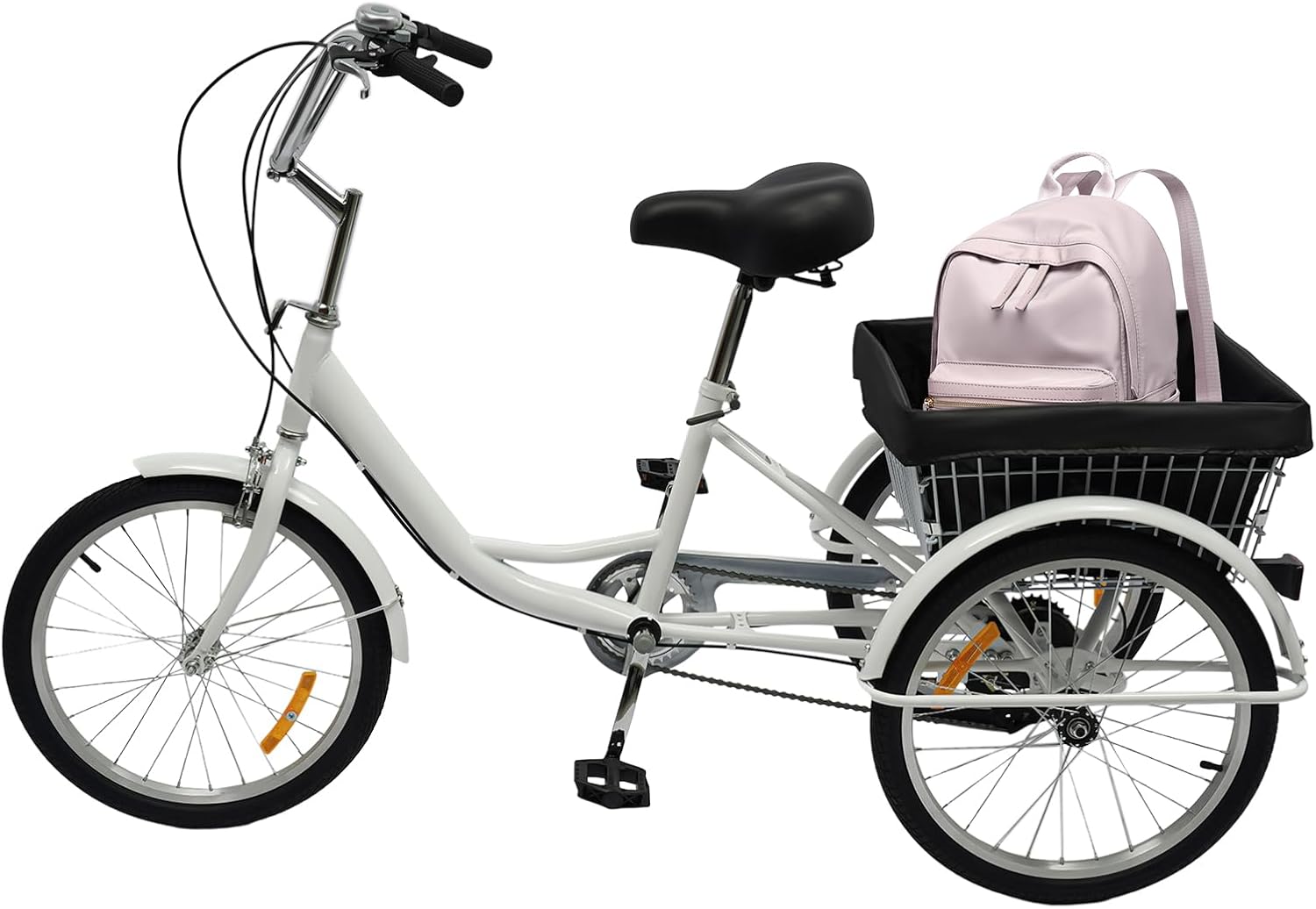 Vélo de ville de 20 ", 8 vitesses, pour adulte, vitesse et hauteur réglables, en acier riche en carbone, avec panier de courses jusqu'à 110 kg, pour filles Blanc.