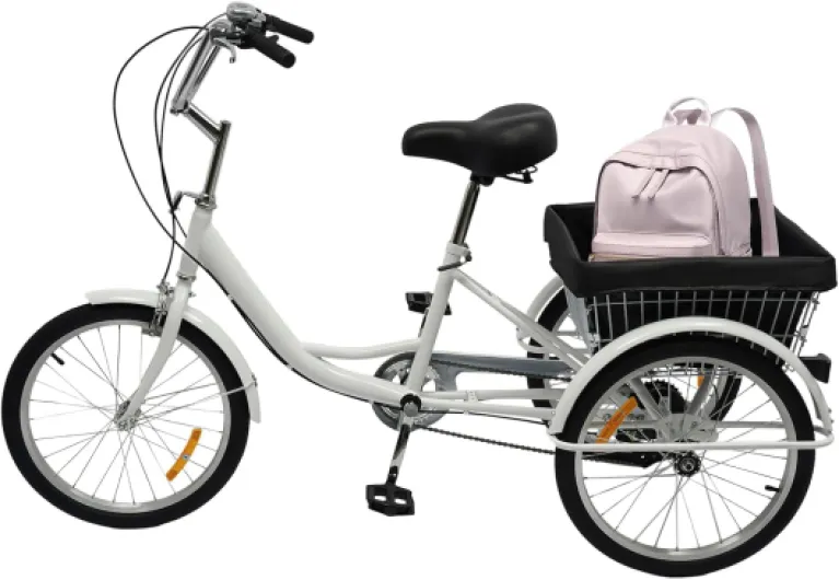 Vélo de ville de 20 ", 8 vitesses, pour adulte, vitesse et hauteur réglables, en acier riche en carbone, avec panier de courses jusqu'à 110 kg, pour filles Blanc.