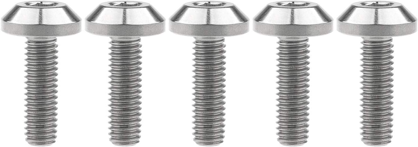 Lot de 5 boulons en titane M6 x 12 15 20 25 30 35 mm/M8 x 15 20 25 30 35 40 mm Tête de parapluie pour freins à disque de vélo et moto (M6 x 20 mm, titane normal) M6x20mm Titane Normal