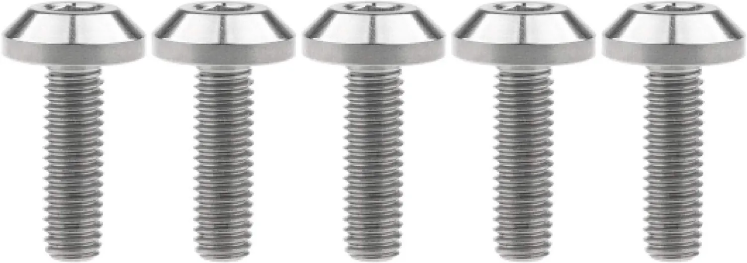 Lot de 5 boulons en titane M6 x 12 15 20 25 30 35 mm/M8 x 15 20 25 30 35 40 mm Tête de parapluie pour freins à disque de vélo et moto (M6 x 20 mm, titane normal) M6x20mm Titane Normal