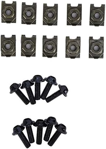 Hlyjoon Vis de Corps de carénage de Moto Boulon, 10x M5 boulons de Travail de Corps de carénage Pinces de Fixation de Vitesse de flèche vis écrous à Ressort(Noir) ecrou de Fixation Moto vfr+Clip ecro