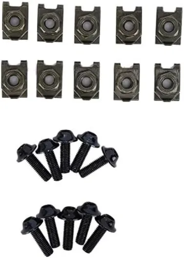 Hlyjoon Vis de Corps de carénage de Moto Boulon, 10x M5 boulons de Travail de Corps de carénage Pinces de Fixation de Vitesse de flèche vis écrous à Ressort(Noir) ecrou de Fixation Moto vfr+Clip ecro