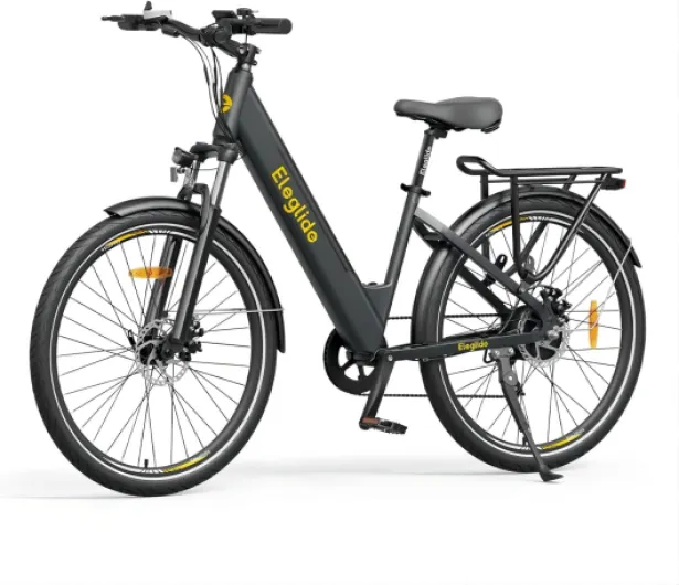 Vélos électriques T1 Step-Thru, Vélo électrique de 27,5 Pouces,Batterie 36V 12,5Ah, écran LCD,7 Vitesses, E-Bike Urbain pour Adulte Homme Femme, VTC Gris foncé