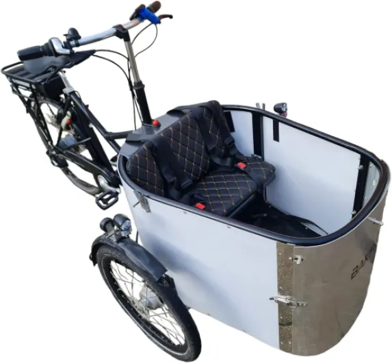 Nihola vélo cargo coussin modèle Evi couleur cognac éco-cuir coussin de vélo cargo schwarz.