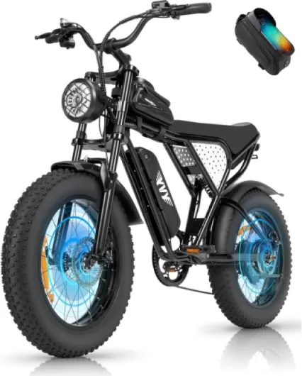 Vélo Électrique, Batterie Amovible 20/40Ah, Autonomie 120km/150km/300km, Fat Bike Électrique, VTT Électrique 7 Vitesses, E-Bike Double Suspension, Double Disque, Écran LCD C20 Lite-48V 15.6AH