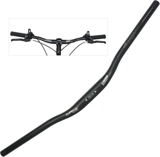 Wake Guidon VTT Aluminium 720mm Cintre Relever Vélo 31.8mm Velo Riser Bar 22mm Noir Noir 720mm
