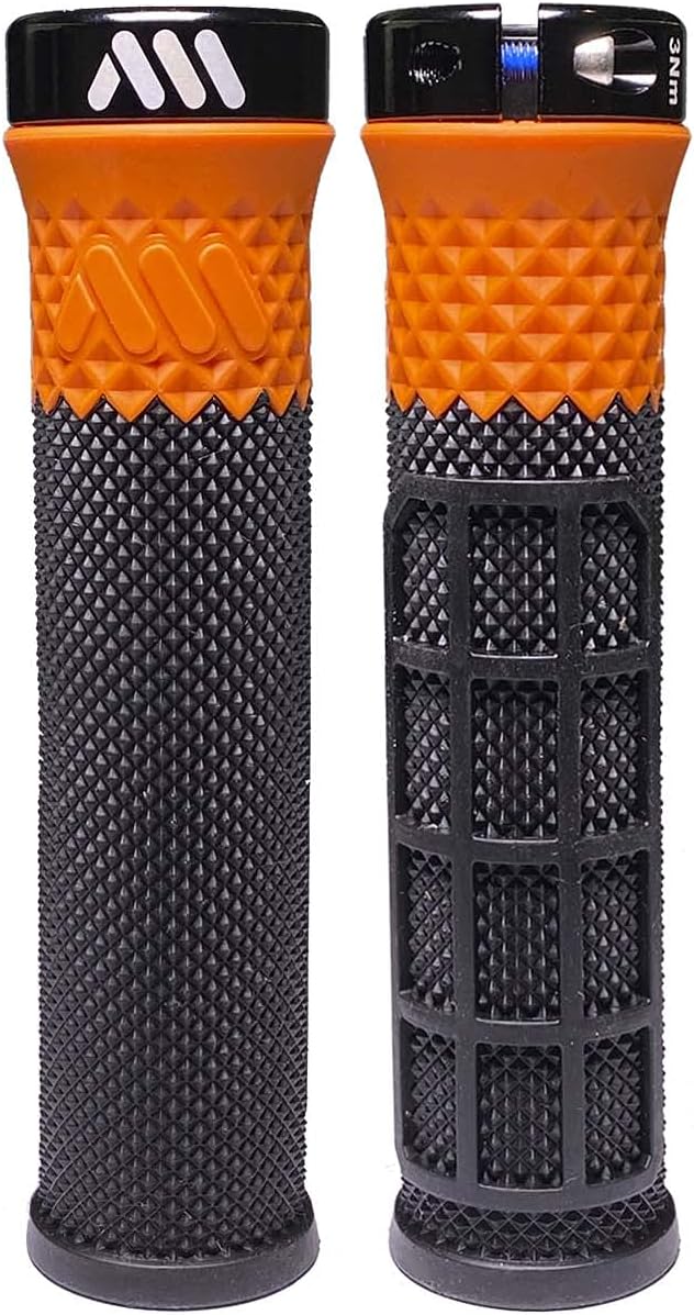 Poignée VTT Model Cero Grip, Légèreté et Design pour Velo - s'adapte à Tous Les Guidons - Double Motif, Double Densité - Accessoire Idéal por VTT Black / Orange
