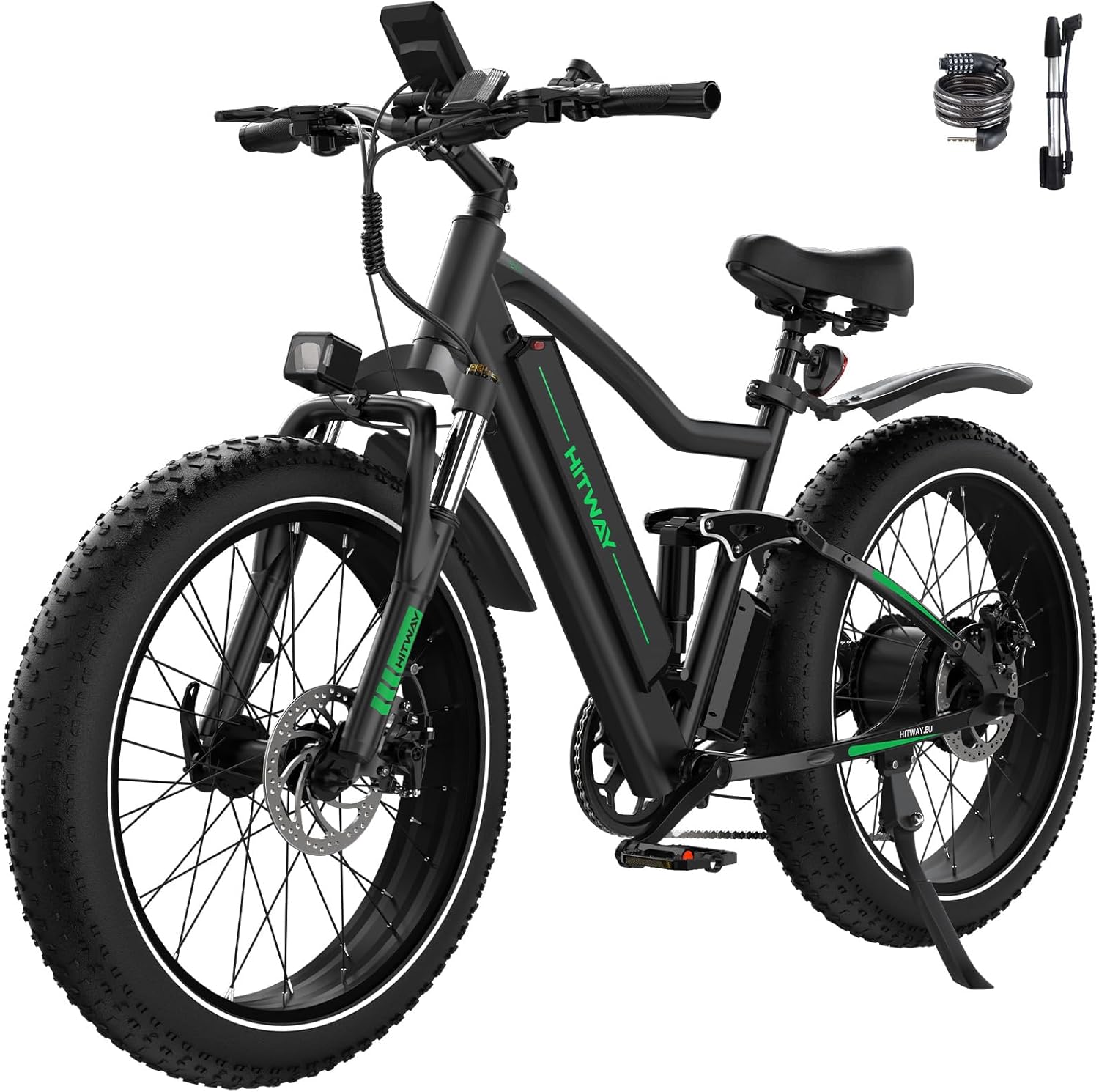 Vélo électrique 26" 4,0 Fat Tire, VTT Électrique E-Bike avec Batterie au Lithium Amovible 48V 15Ah, 250W, 7 Vitesses,jusqu'à 70-150km, APP, NFC APP+48V15Ah batterie Noir
