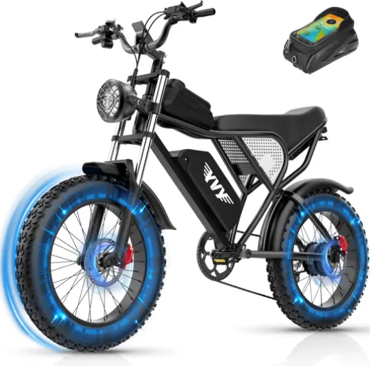 Vélo Électrique, Batterie Amovible 20/40Ah, Autonomie 120km/150km/300km, Fat Bike Électrique, VTT Électrique 7 Vitesses, E-Bike Double Suspension, Double Disque, Écran LCD C20-48V 20AH