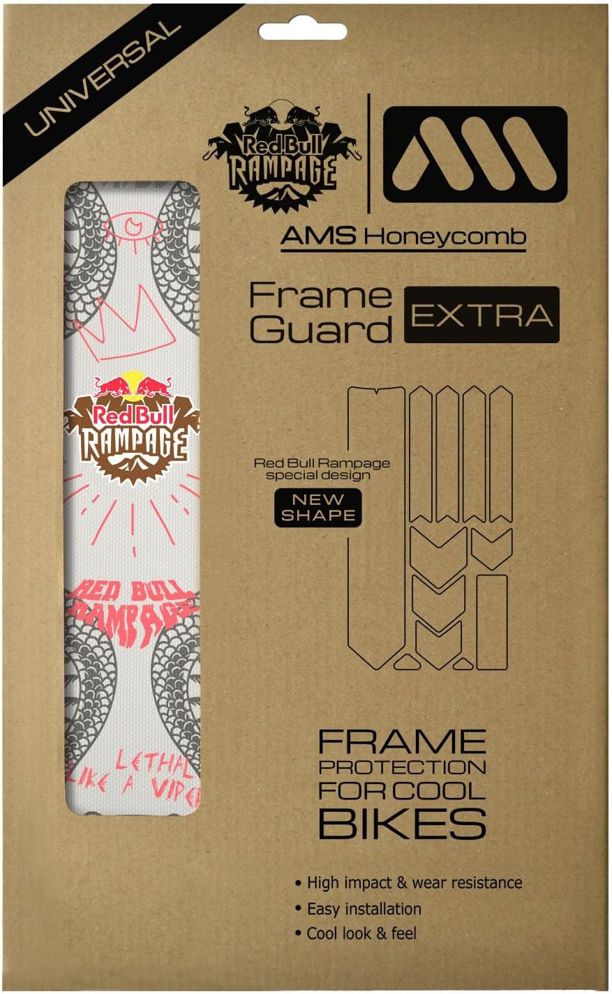 Kit de Protection de Cadre VTT en Film PVC Ultra résistant de 380 µm Contenant 10 pièces universelles - Installation Facile sans Bulles, Qui est également résistant aux UV et ne jaunit Pas - Red Bull Rampage Freeride Grey