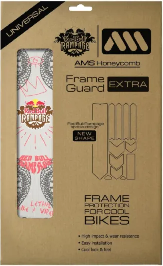 Kit de Protection de Cadre VTT en Film PVC Ultra résistant de 380 µm Contenant 10 pièces universelles - Installation Facile sans Bulles, Qui est également résistant aux UV et ne jaunit Pas - Red Bull Rampage Freeride Grey