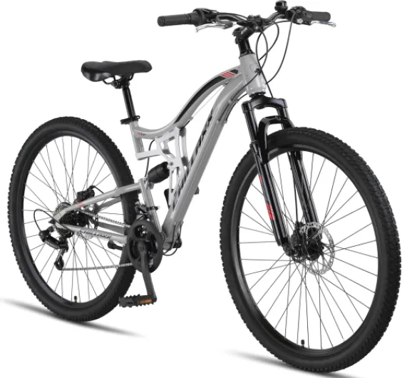 Chillaxx Falcon VTT de 24, 26, 27,5 et 29″, pour garçons, filles, femmes et hommes, frein à disque, dérailleur à 21 vitesses, suspension complète 29" Frein à disque gris