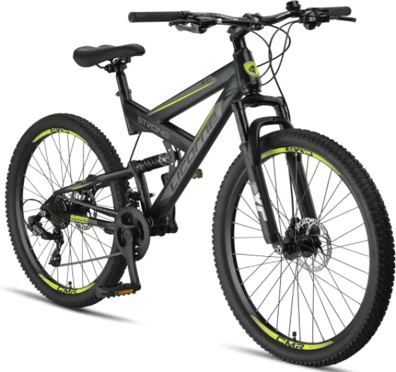 Licorne Bike Strong 2D Vélo Tout Terrain de qualité supérieure 27,5" pour garçon Fille Femme et Homme avec Frein à Disque Avant et arrière 21 Vitesses dérailleur Suspension complète