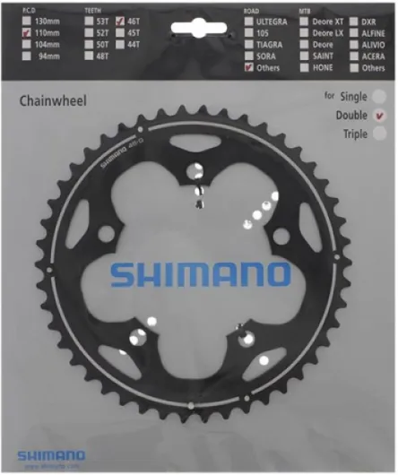 Shimano XC50 Cyclo-Cross Chainring (46T - 5L - 110LK - Black) Autre