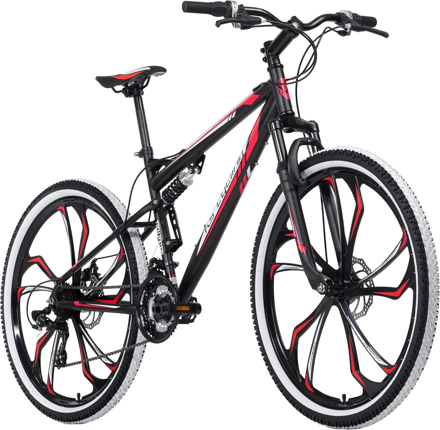 KS Cycling VTT Tout Suspendu 27,5" Scrawler Noir-Rouge TC 46 cm