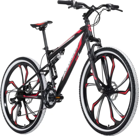 KS Cycling VTT Tout Suspendu 27,5" Scrawler Noir-Rouge TC 46 cm