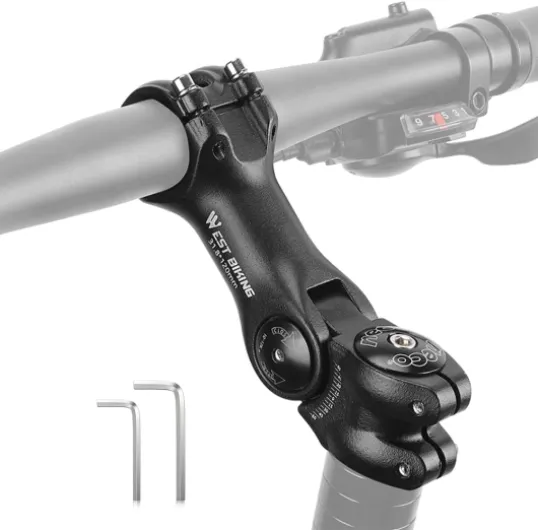 Potence de Vélo Réglable – Potence en Aluminium pour VTT, Vélo de Route & Vélo Électrique, Angle ±60°, Solide & Résistante aux Intempéries, avec Clés Allen 31.8mm × 120mm
