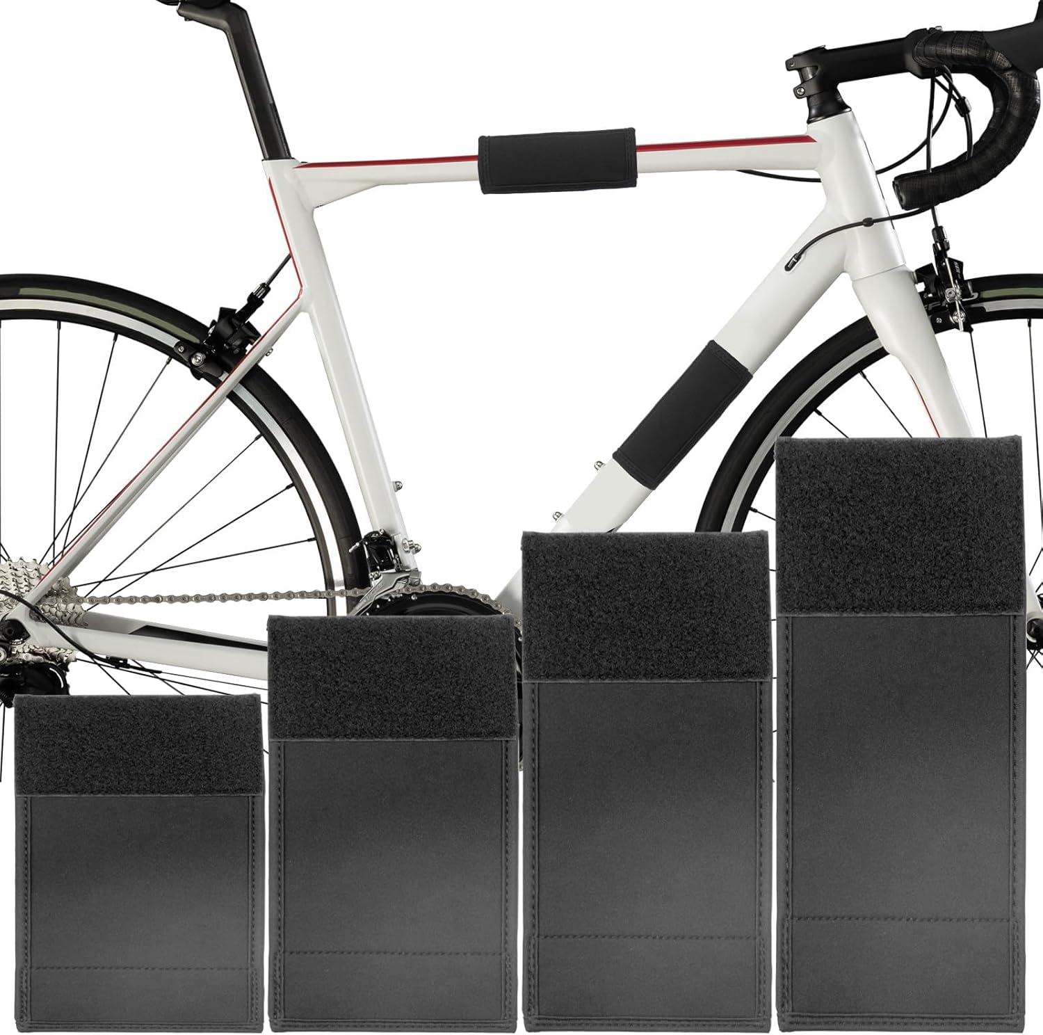 4 PCS Protection Cadre Velo Carbone, Protection pour Cadre de Vélo Thule, Protection Cadre VTT en Néoprène pour VéLos électriques, VéLos de Course, Vélos de Route, VéLos de Voyage (S+M+L+XL)