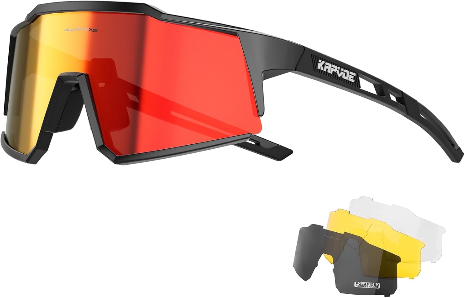 Lunette de Cyclisme Polarisées Homme Femme 1 lentille ou 4 lentilles interchangeables Tr90 Cyclisme Lunette VTT K9022 01 Noir Encadrement / Rouge 4 Lentille