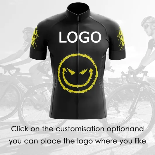 Maillot Cyclisme Personnalisé pour Homme Maillot Velo Cycliste Maillot VTT Haut à Séchage Rapide Manches Courtes Fermeture à Glissière Complète avec Logo du Nom de l'Équipe(F)