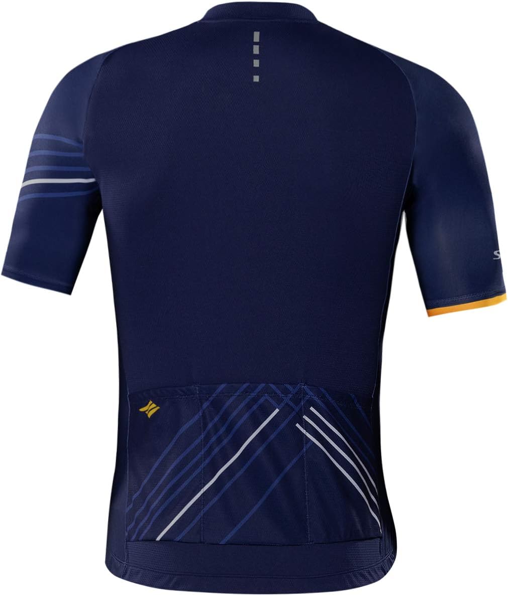 Maillot Cyclisme Homme Maillot Velo Homme Manches Courtes Route VTT Élastique avec Poche Yorkson L C-bleu