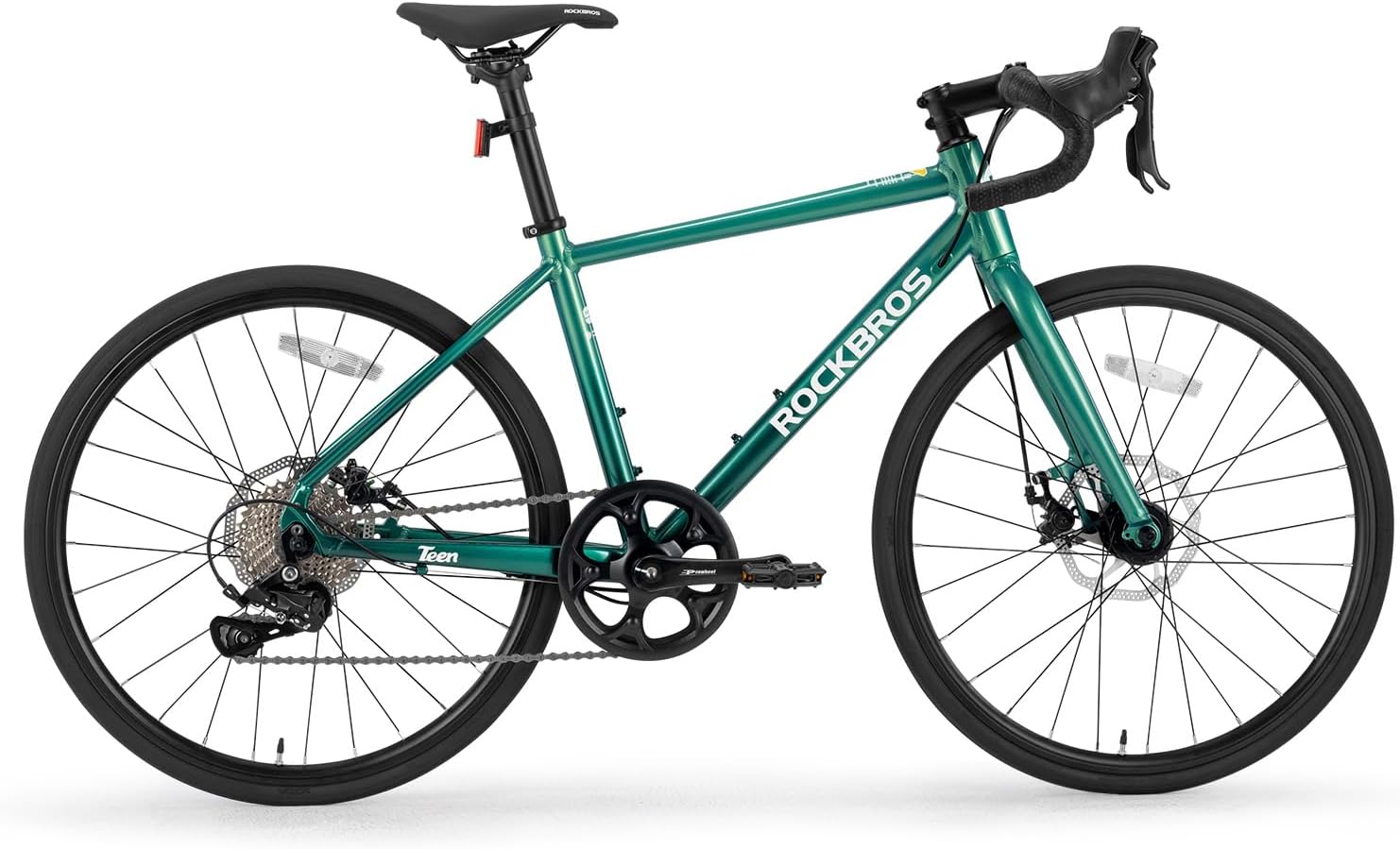 Vélo de Course 22 Pouces, Cadre en Aluminium Léger, Vélo de Route Changement de Vitesses SENSAH PHI 10 Vitesses, Freins à Disque Mécaniques, Taille Adaptée 140-155 cm Vert Bleu