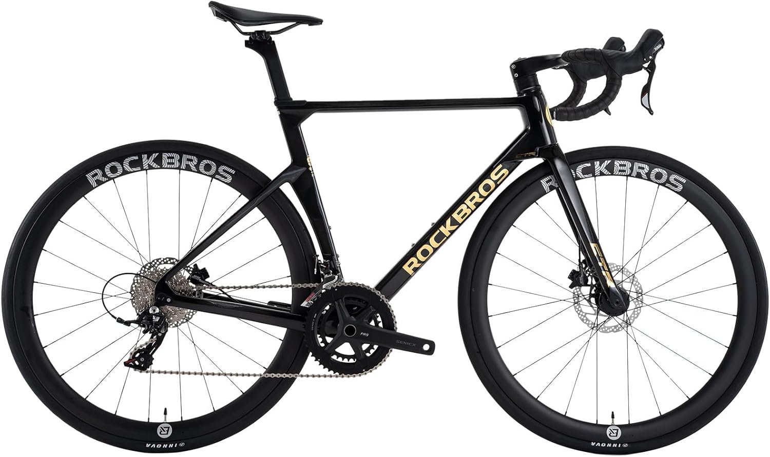 CTR 2.0 Vélo de Route Cadre Carbone T700 700C, Vélo de Ville Transmission 2x12 Vitesses, Freins à Disque Hydrauliques, Roues Carbone 40mm Ultralégères pour Hommes Femmes,S/M/L/XL Noir Brillant XL