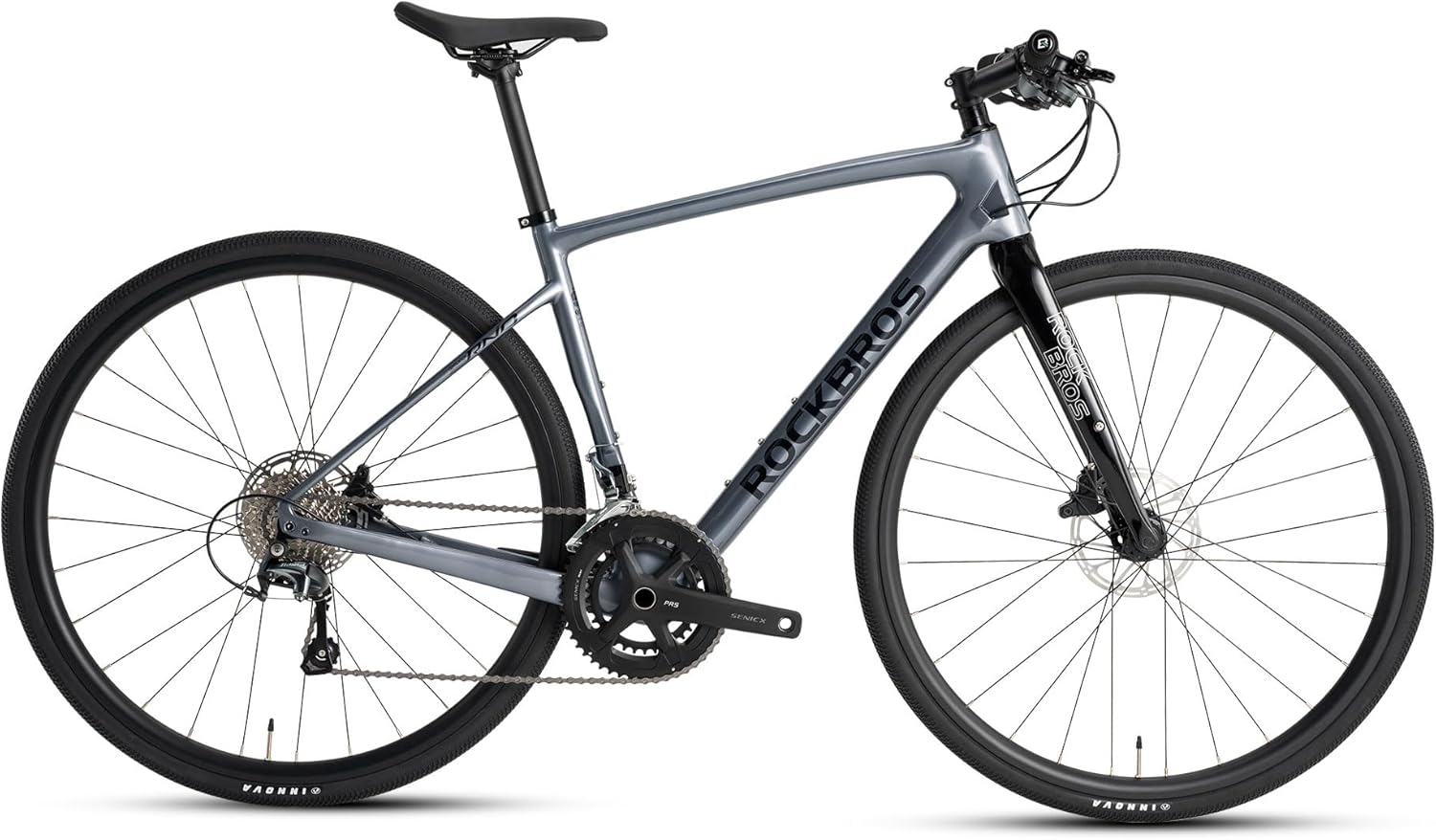 RND CB1 Vélo de Route Trekking Carbone 20 Vitesses, Cadre et Fourche Carbone, Pneus Tout-Terrain 700C, Freins à Disque Hydrauliques pour Homme et Femme Gris L:700C*540