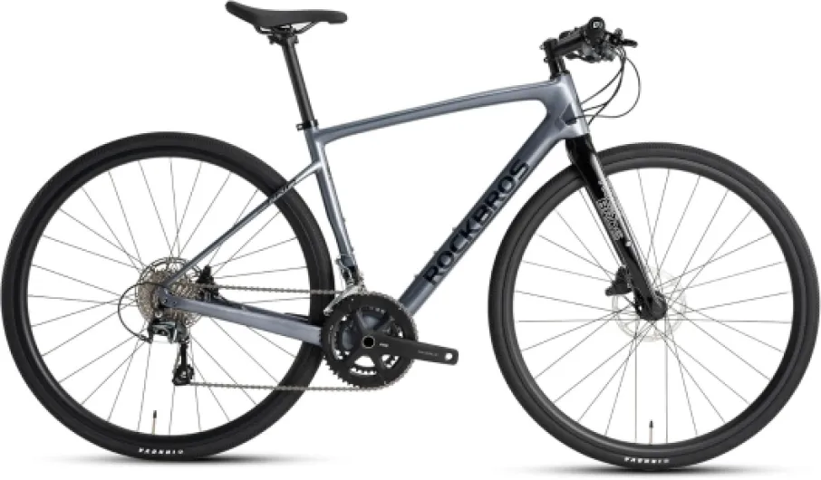 RND CB1 Vélo de Route Trekking Carbone 20 Vitesses, Cadre et Fourche Carbone, Pneus Tout-Terrain 700C, Freins à Disque Hydrauliques pour Homme et Femme Gris L:700C*540